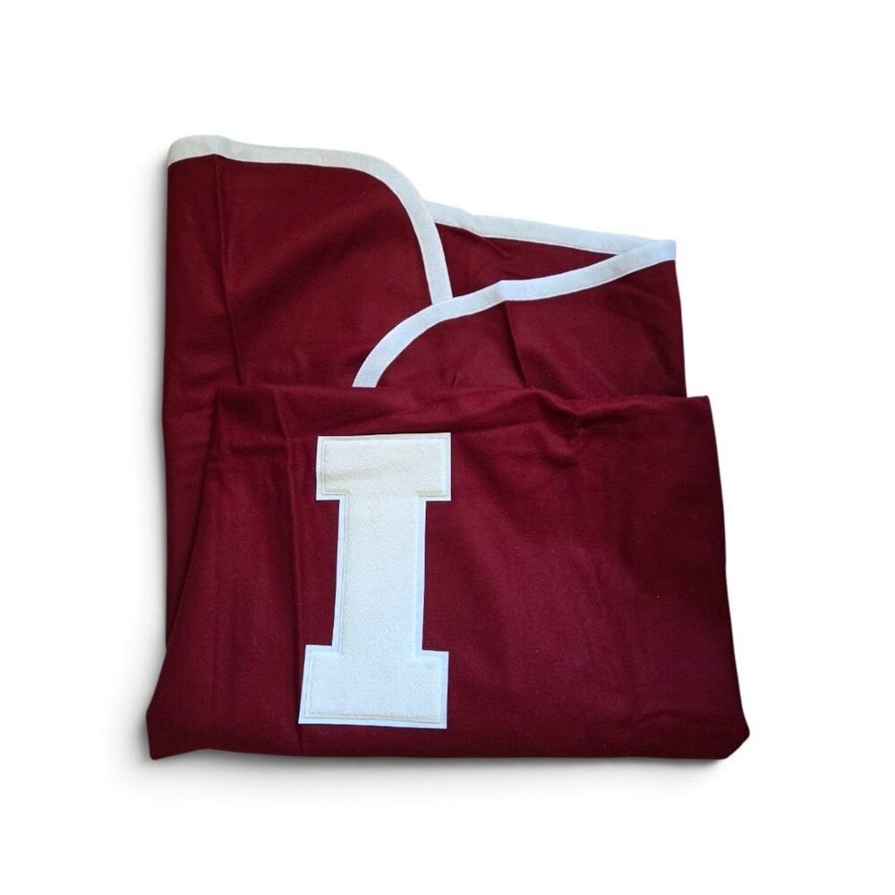 Vintage Maverick Jackets Wool Stadium Blanket Throw Maroon White Letter I